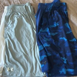 Under Armour Blue Camo and Gray Shorts Duo